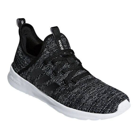 Adidas Cloudfoam Pure Black White Knit Slip-On Running Sneakers Size 6 - Picture 1 of 13